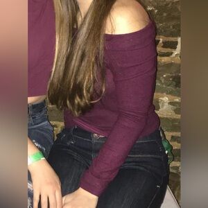 Off shoulder knit crop top